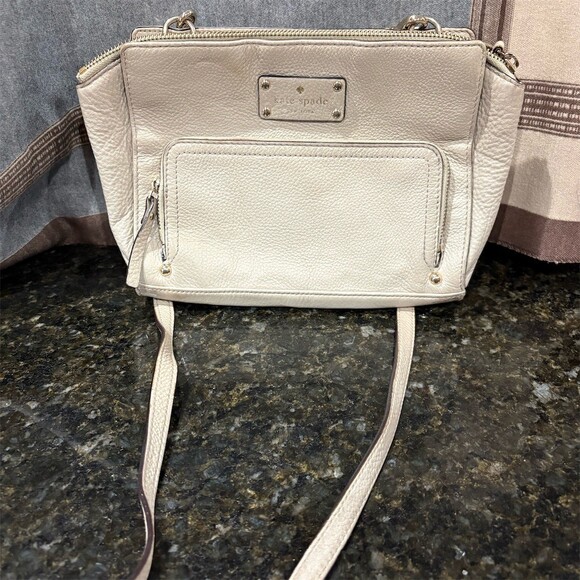 Kate Spade Handbags - Kate Spade New York Crossbody Bag Womens Small Tan Beige Front Zip Pocket